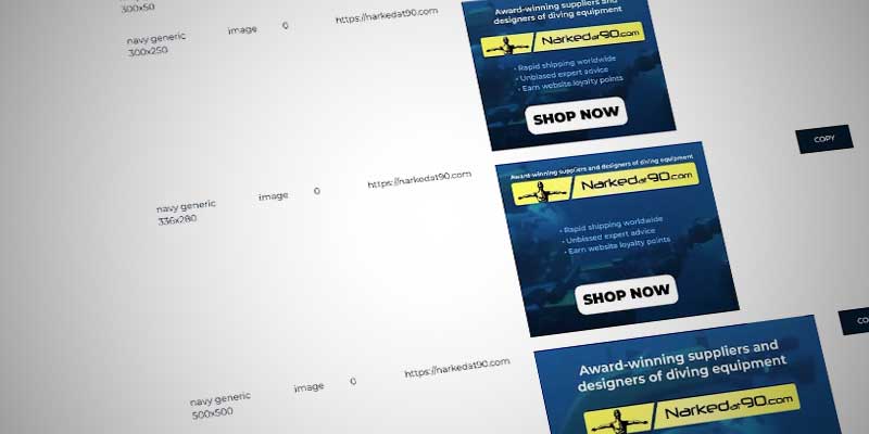 A number of web banners